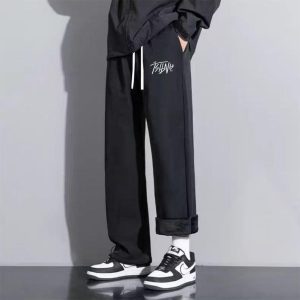 men's fleece lined sweatpants black relaxed fit joggers for winter