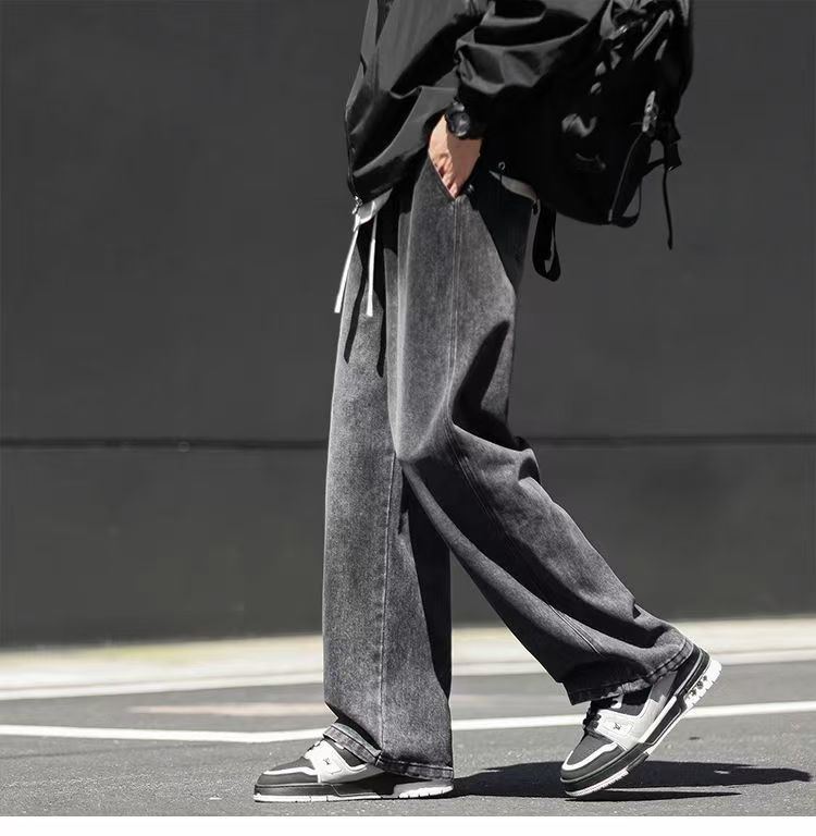 men's relaxed fit soft jeans grey oversized straight leg trousers men's relaxed fit soft jeans grey oversized straight leg trousers