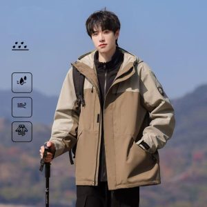 unisex 3 in 1 utility jacket waterproof windbreaker with detachable hood (2025 edition)