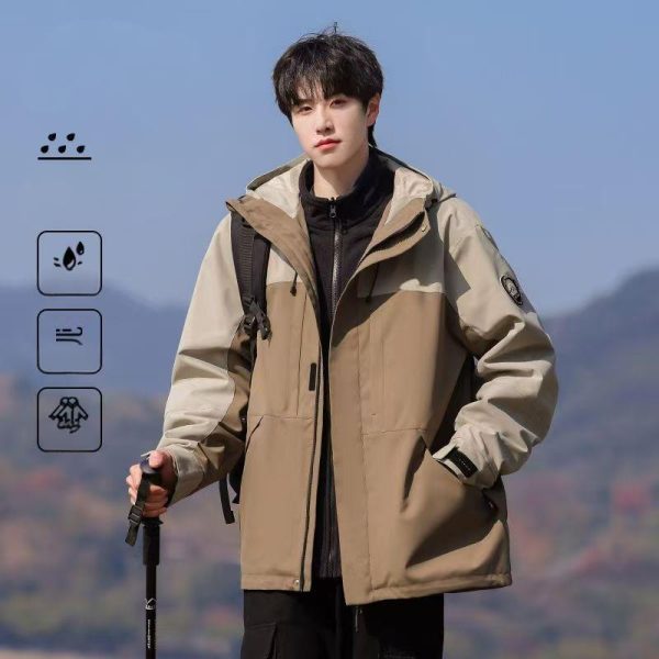 unisex 3 in 1 utility jacket waterproof windbreaker with detachable hood (2025 edition)