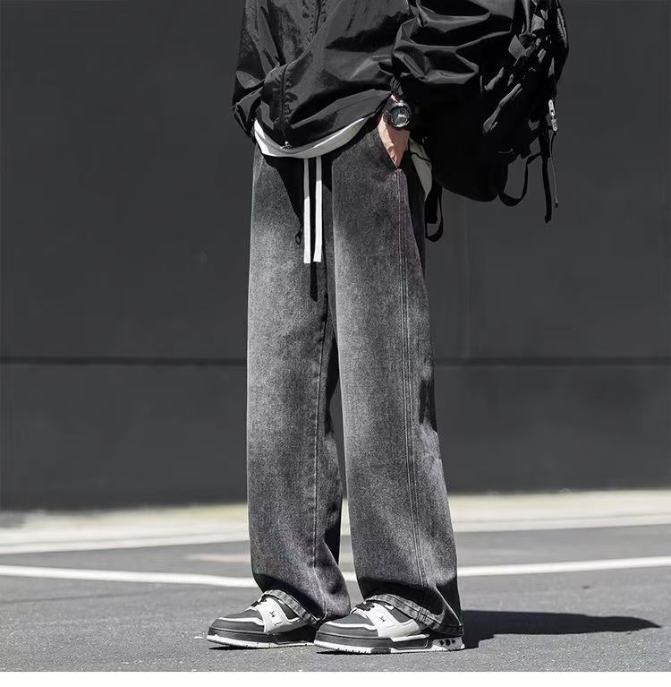 men's relaxed fit soft jeans grey oversized straight leg trousers men's relaxed fit soft jeans grey oversized straight leg trousers