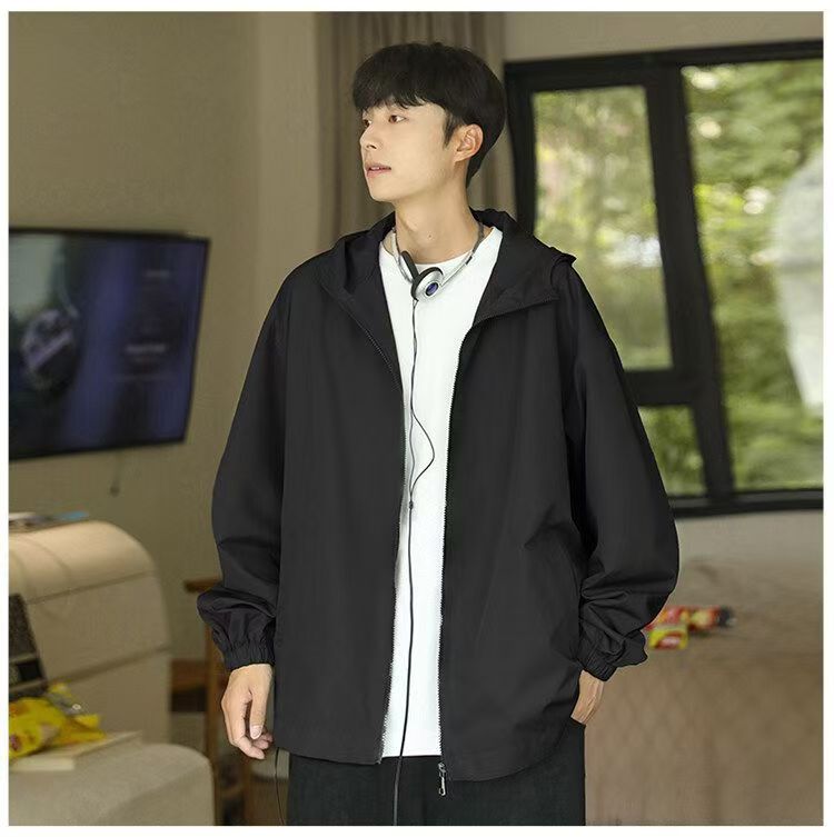 men's utility windbreaker black oversized casual rain jacket with hood men's utility windbreaker black oversized casual rain jacket with hood