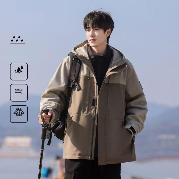 unisex 3 in 1 utility jacket waterproof windbreaker with detachable hood (2025 edition)