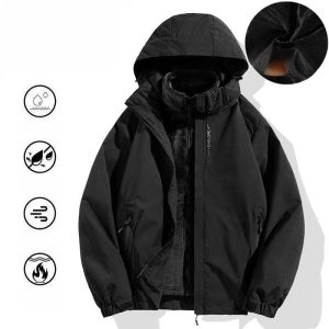 unisex 3 in 1 waterproof hiking jacket detachable hoodie system for all weather